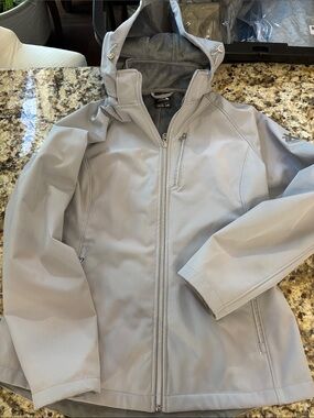Women’s Light Gray Hooded Softshell Jacket -zeroxposur